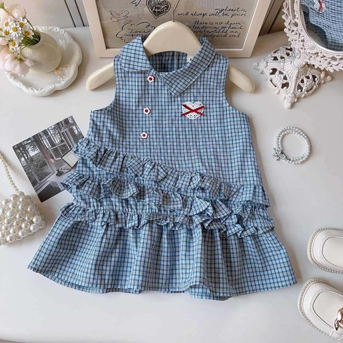 Casual Sporty Summer Girls' A-Line Dress, Ages 2-7 | Color: Blue | Image 1