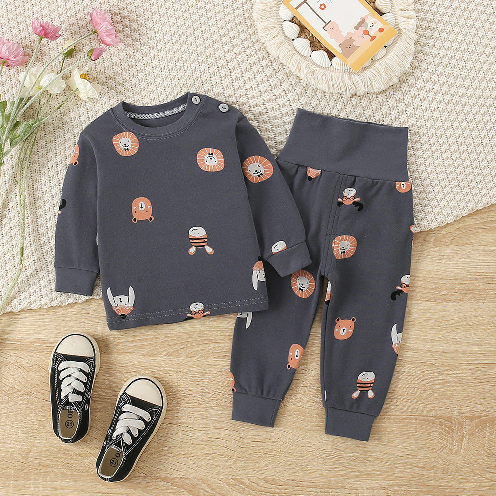 Minimalist Autumn 2-Piece Unisex Baby Pajama Set, Ages 6-24 Months | Color: Black | Image 1