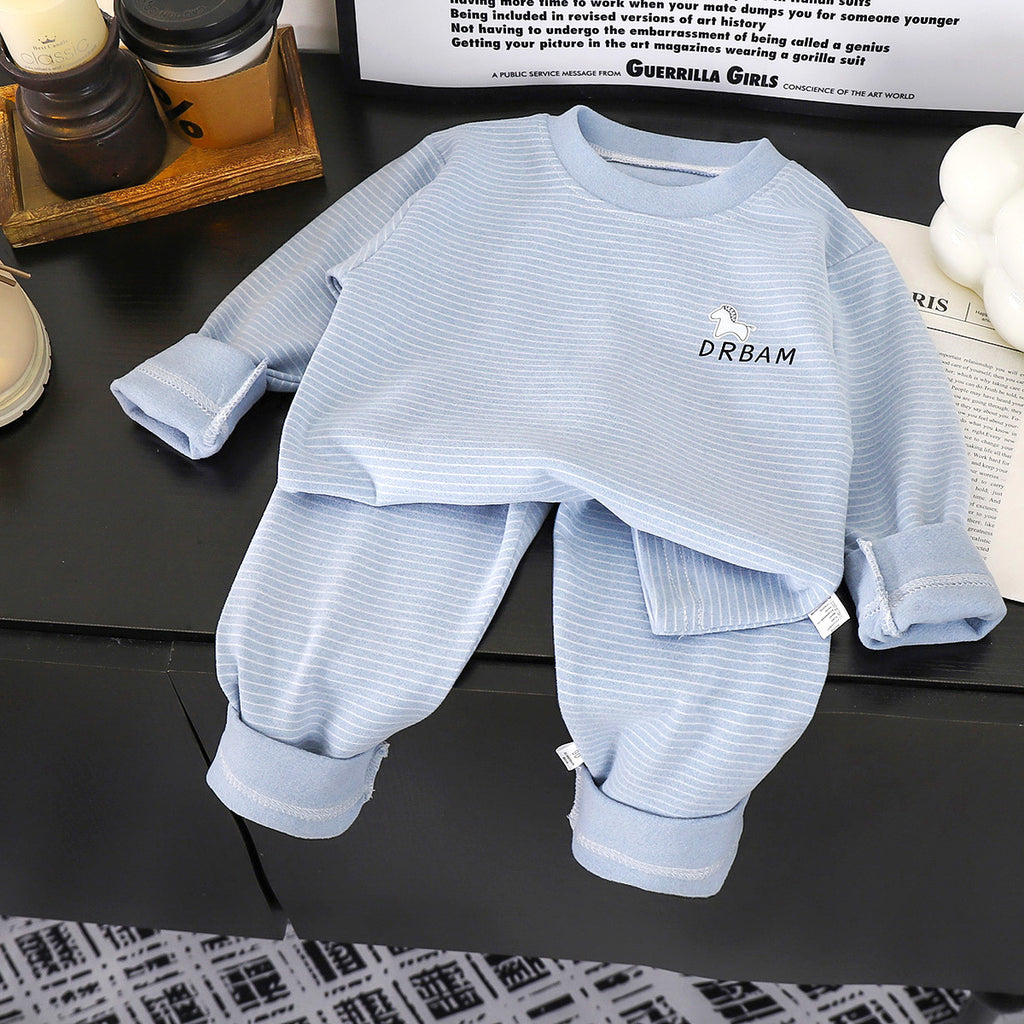 Minimalist Winter 2-Piece Unisex Kids' Pajama Set, Ages 2-9 | Color: Blue | Image 1