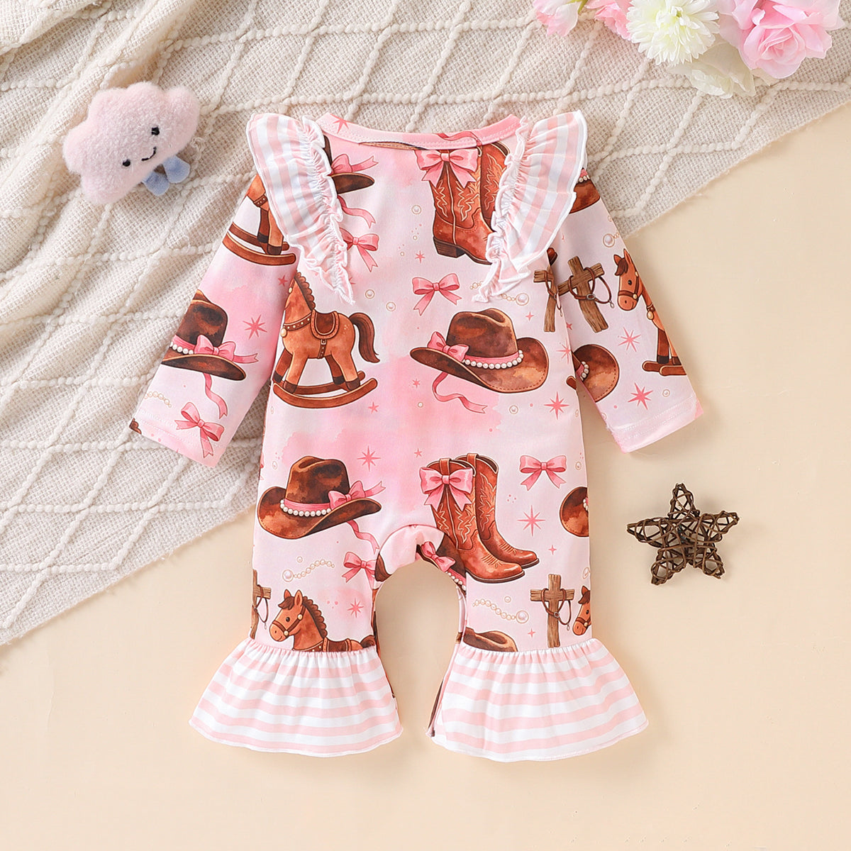 Trendy Autumn Baby Girls' Jumpsuit, Ages 0-6 Months | Color: Deep Brown | Image 3