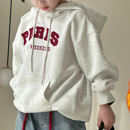 Casual Sporty Autumn Unisex Kids' Hoodie, Ages 4-14 | Color: Apricot | Image 1