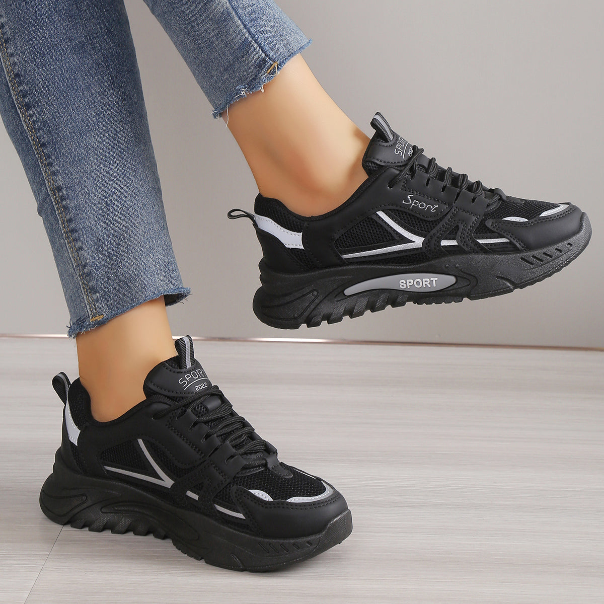 Modern Chic All-Season PU/Artificial Leather/Microfiber Leather Women's Fashion Sneaker | Color: Black | Image 2