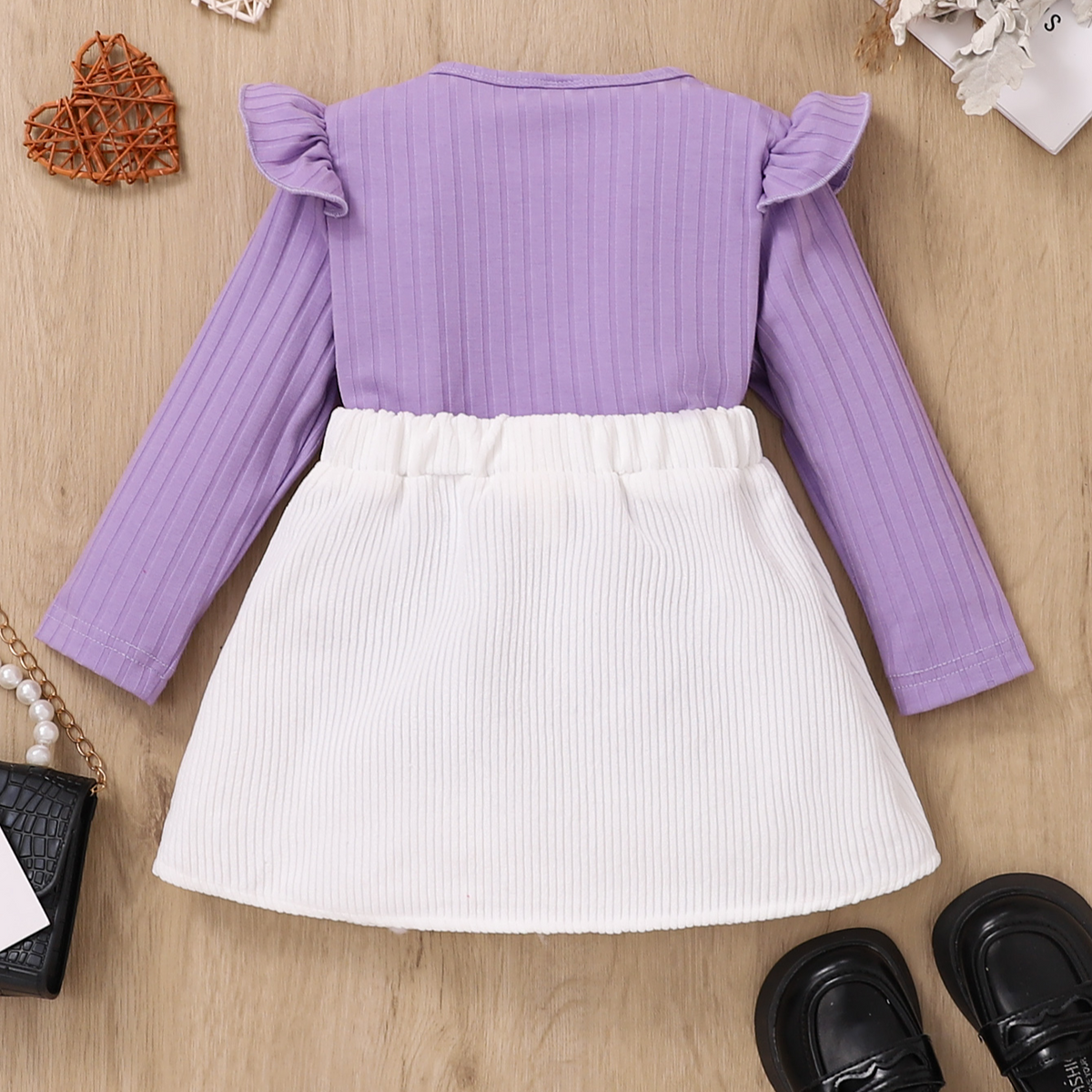 Elegant Autumn 2-Piece Baby Girls' Dress Suit, Ages 3-24 Months | Color: Purple | Image 3