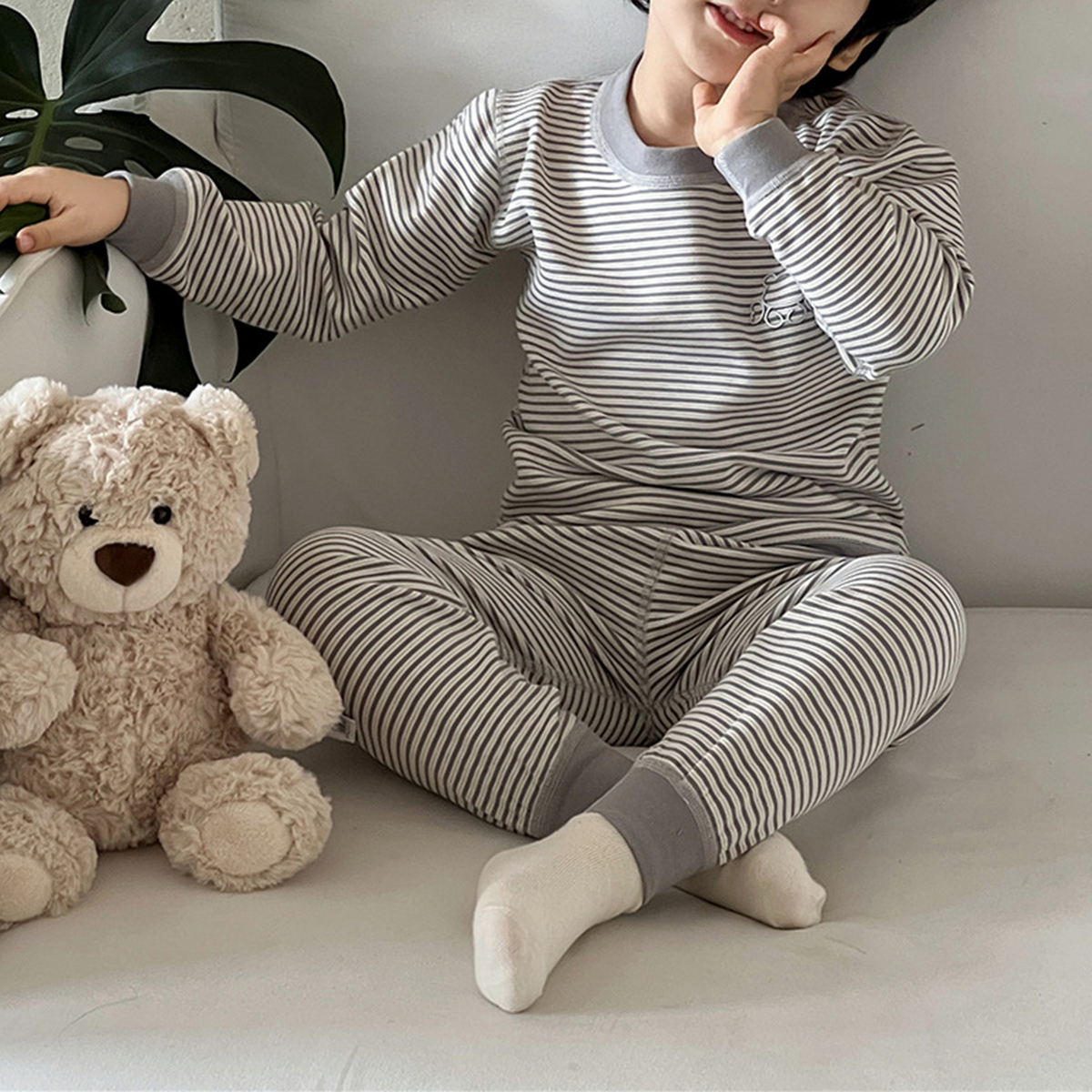 Minimalist Winter 2-Piece Boys' Pajama Set, Ages 2-9 | Color: Grey | Image 3