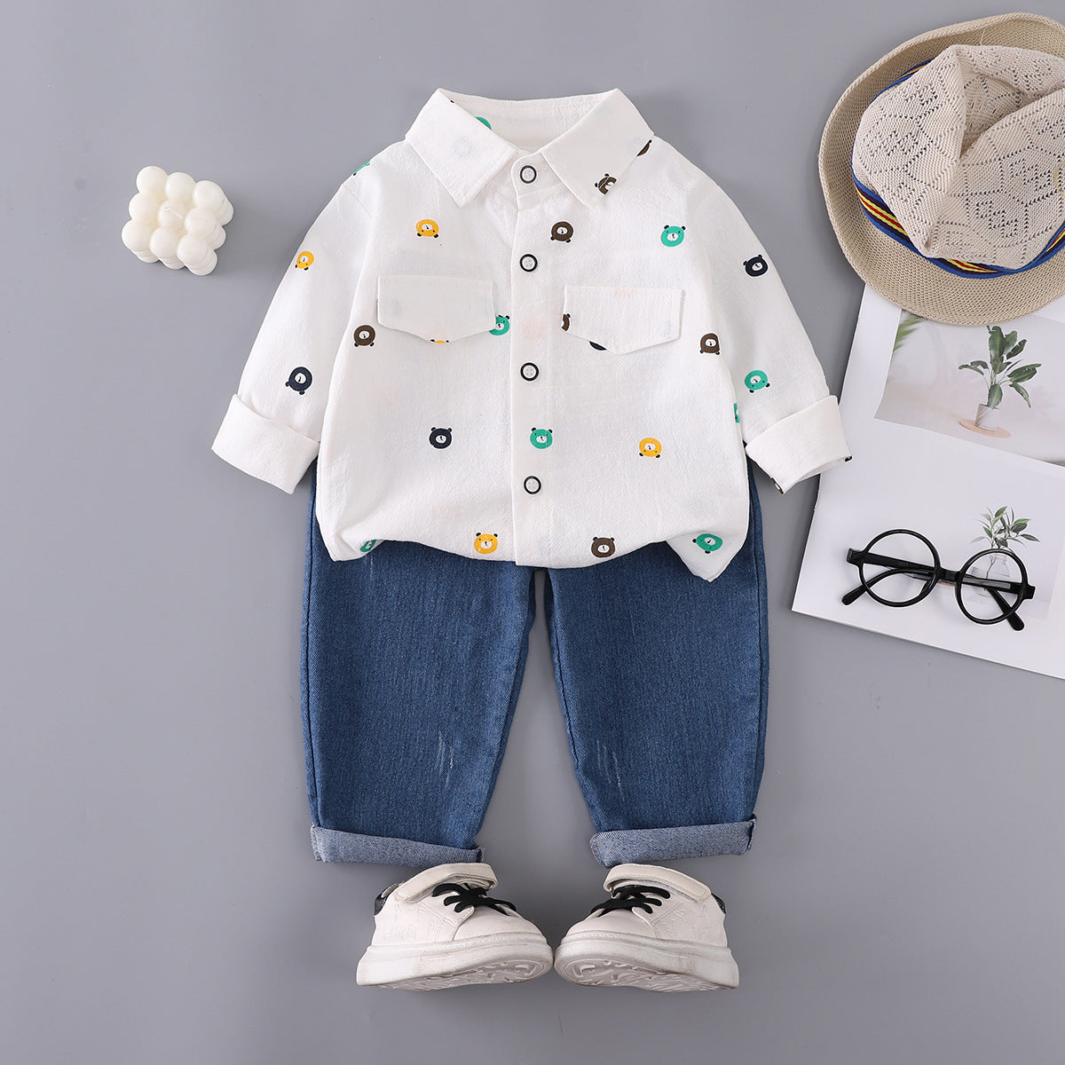 Minimalist Autumn 2-Piece Baby Boys' Pants Suit, Ages 9-24 Months | Color: Style 1 | Image 1