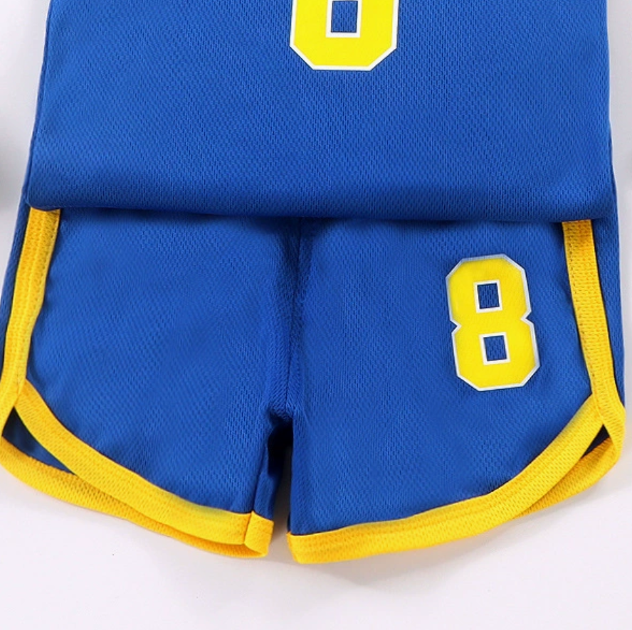 Minimalist Summer 2-Piece Unisex Baby Pants Suit, Ages 9-24 Months | Color: Blue | Image 2