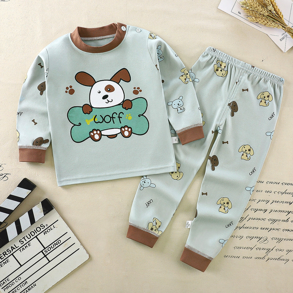 Minimalist Autumn 2-Piece Unisex Baby Pajama Set, Ages 6-24 Months | Color: Light Green | Image 1