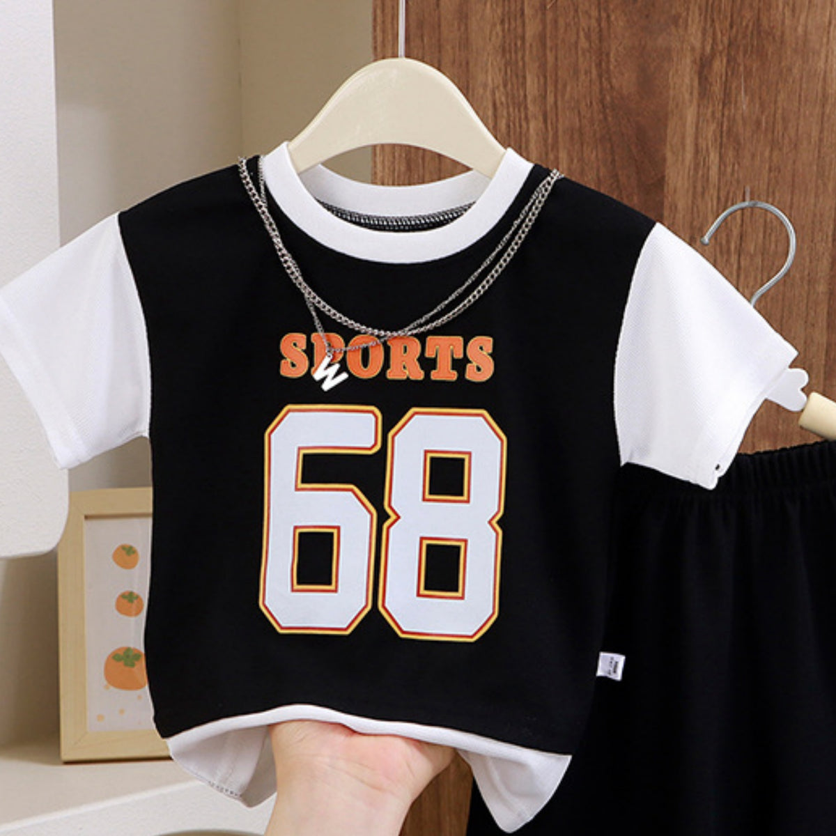 Casual Sporty Summer 2-Piece Boys' Pants Suit, Ages 2-7 | Color: Black | Image 3