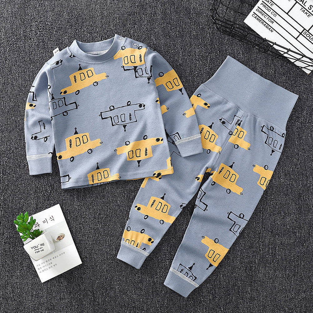 Minimalist Autumn 2-Piece Unisex Baby Pajama Set, Ages 12-24 Months | Color: Blue | Image 1