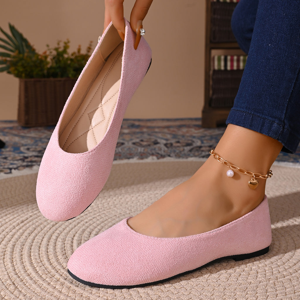 Modern Chic All-Season Cloth / Textile Women's Flat Shoes | Color: Pink | Image 1