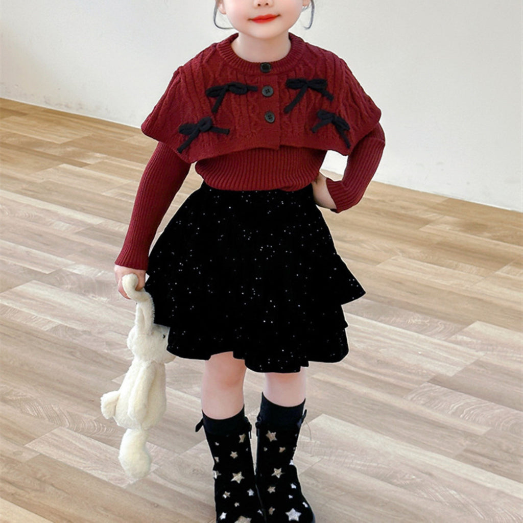 Elegant Winter 2-Piece Girls' Dress Suit, Ages 2-9 | Color: Red | Image 3