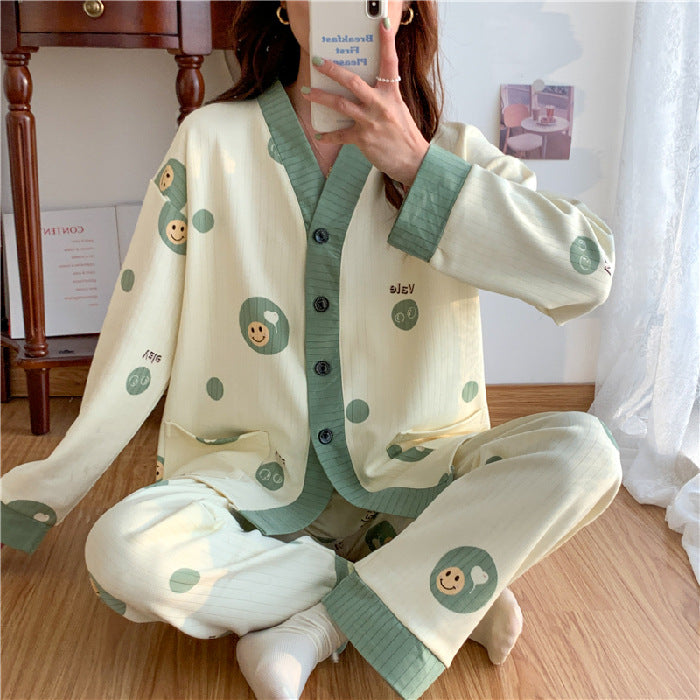 Sweet Feminine All-Season 2 Pcs Women 's Long Sleeve Sleep Set | Color: Style 2 | Image 1