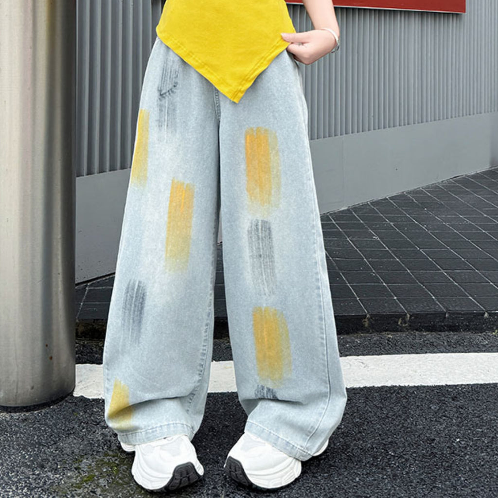 Casual Sporty All-Season Girls' Jeans, Ages 4-14 | Color: As the Picture | Image 1