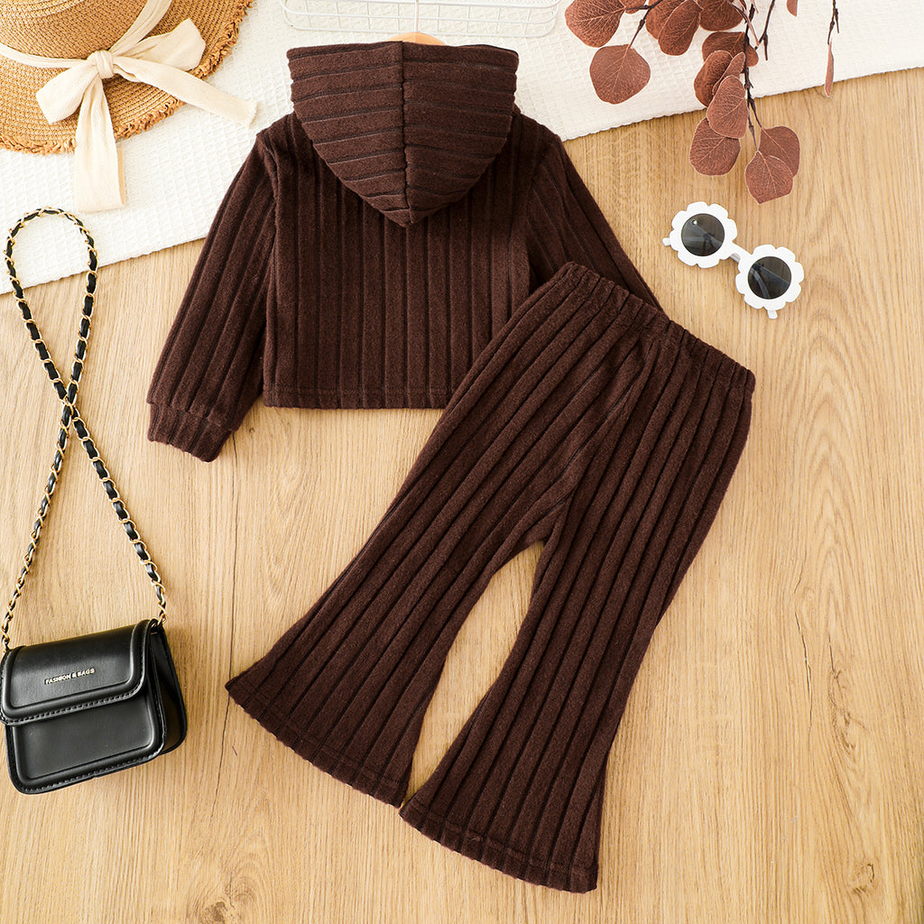 Minimalist Autumn 2-Piece Baby Girls' Pants Suit, Ages 0-24 Months | Color: Brown | Image 3