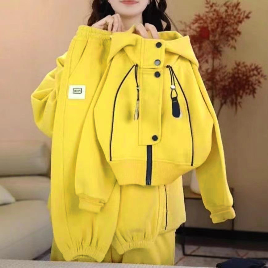 Modern Chic All-Season Minimalist Spring Boys' Pants Suit, Ages 4-14 | Color: Yellow | Image 1