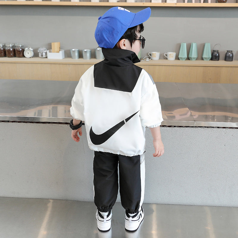 Modern Chic All-Season Casual Sporty Autumn 2-Piece Boys' Pants Suit, Ages 3-11 | Color: White | Image 3