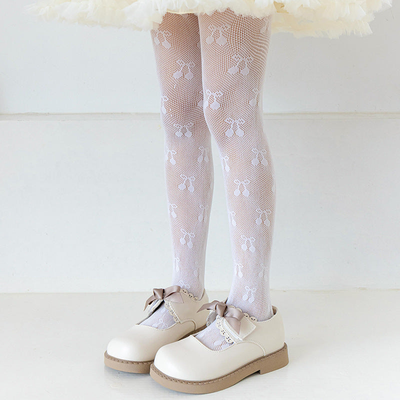 Sweet & Cute Summer Girls' Tights, Ages 5-13 | Color: White | Image 1