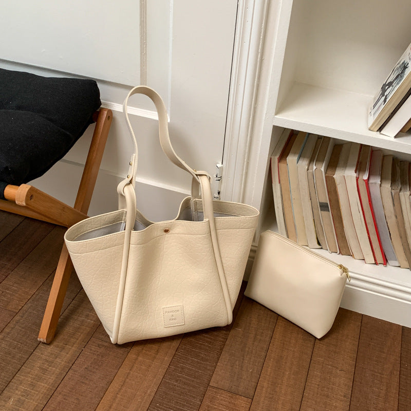 Quiet Luxury Autumn PU/Artificial Leather/Microfiber Leather Women's Shoulder Bags Tote Bags | Color: White | Image 1