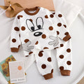Minimalist Autumn 2-Piece Unisex Kids' Pajama Set, Ages 2-9 | Color: Coffee&White | Image 1