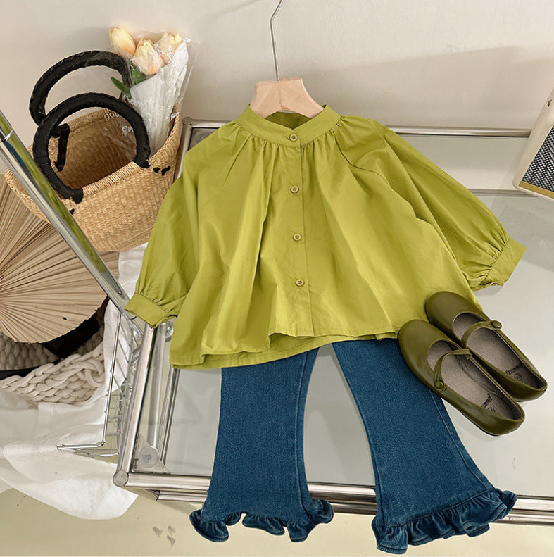 Modern Chic All-Season Casual Sporty Autumn 2-Piece Girls' Pants Suit, Ages 2-7 | Color: As the Picture | Image 1