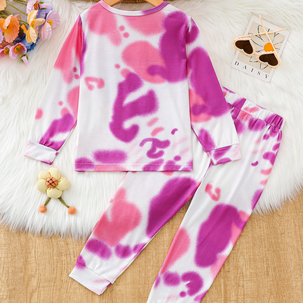Trendy Autumn 2-Piece Girls' Pants Suit, Ages 2-7 | Color: Rose | Image 3