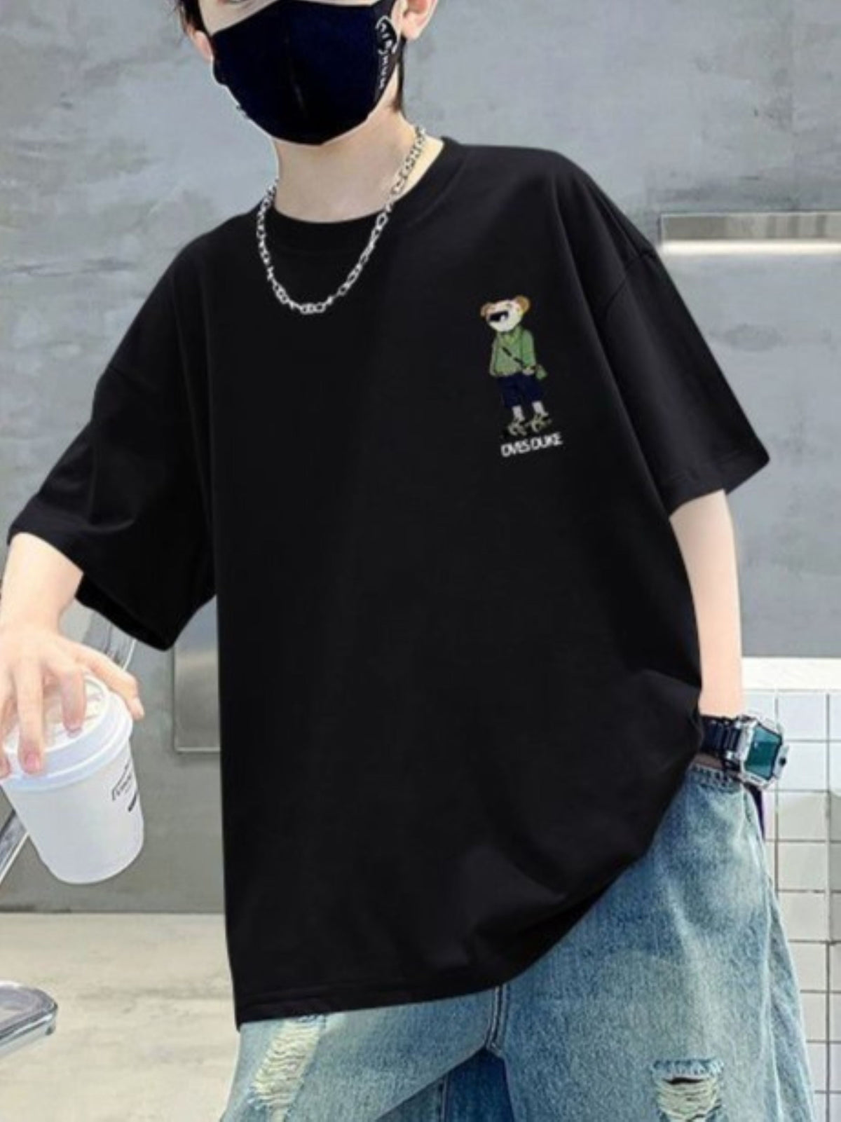 Minimalist Summer Boys' T-Shirt, Ages 3-14 | Color: Black | Image 2