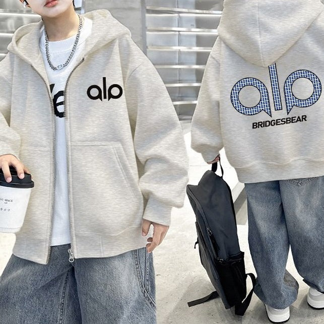 Modern Chic All-Season Minimalist Autumn Boys' Jacket, Ages 4-14 | Color: Grey | Image 1