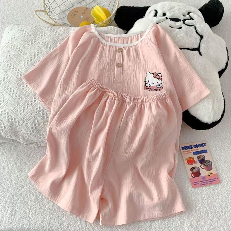 Modern Chic All-Season Minimalist Summer 1 Pair Women 's Short  Sleeve Sleep Set | Color: Style 1 | Image 3