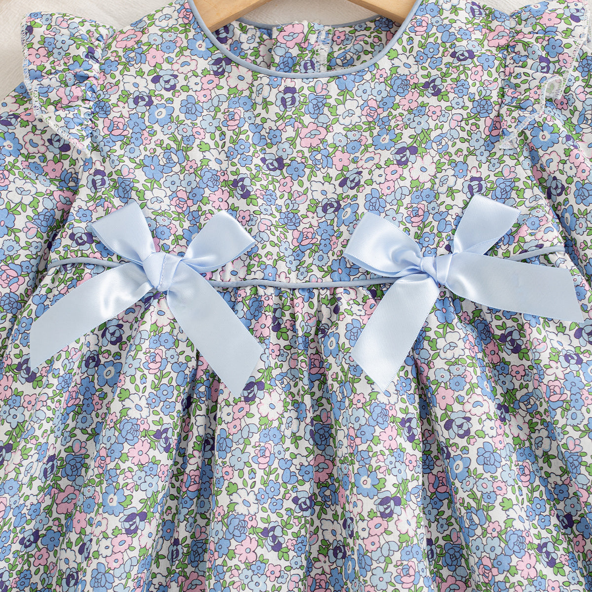 Sweet & Cute Autumn Baby Girls' Dress, Ages 1-24 Months | Color: Blue | Image 3