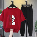 Modern Chic All-Season Minimalist Summer 2-Piece Boys' Pants Suit, Ages 3-14 | Color: Red | Image 1