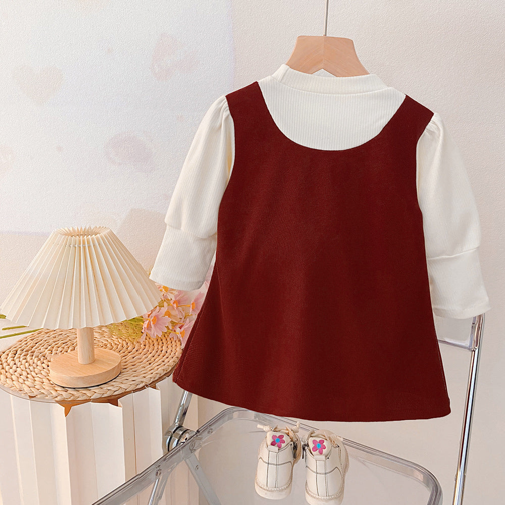 Sweet & Cute Autumn Baby Girls' Dress, Ages 9-24 Months | Color: Red | Image 3