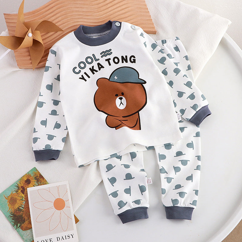 Minimalist Autumn 2-Piece Unisex Kids' Pajama Set, Ages 2-9 | Color: White | Image 1
