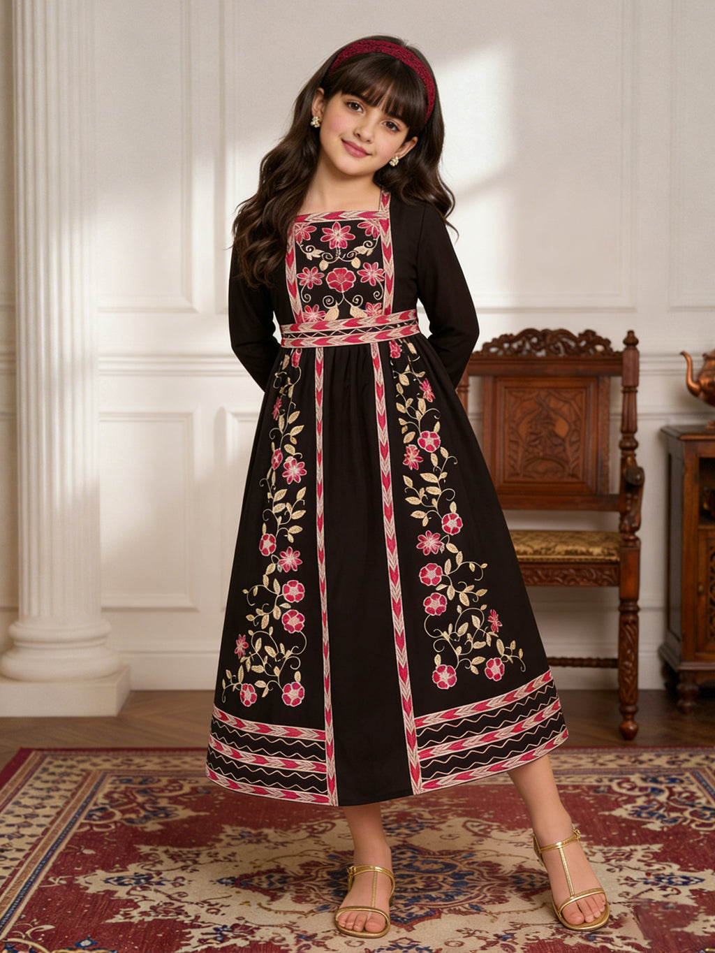 Trendy Spring Girls' National Costume, Ages 4-13 | Color: Black | Image 3
