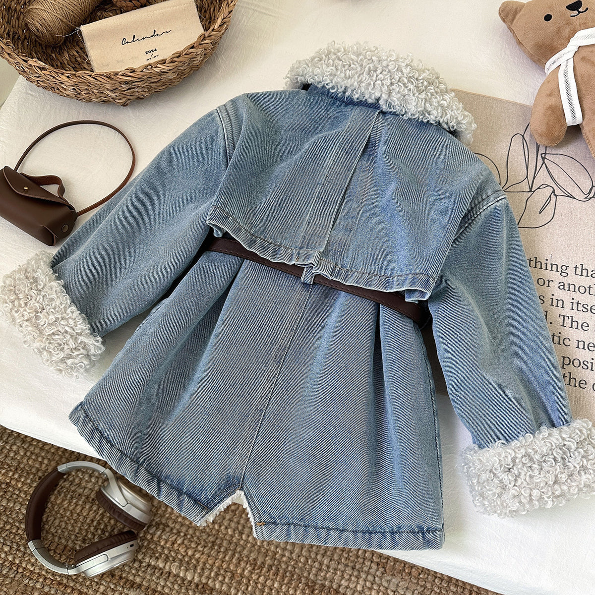 Trendy Winter 2-Piece Girls' A-Line Dress, Ages 2-9 | Color: Blue | Image 2