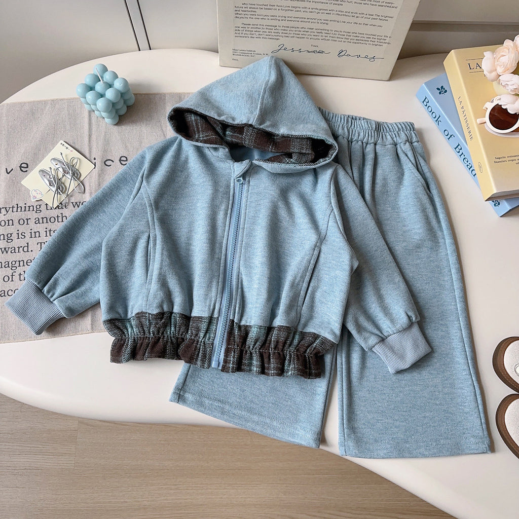 Trendy Spring 2-Piece Girls' Pants Suit, Ages 2-9 | Color: Blue | Image 1