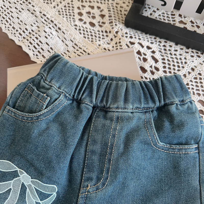 Modern Chic Trendy All-Season Girls' Straight Pants, Ages 2-9 | Color: Blue | Image 3