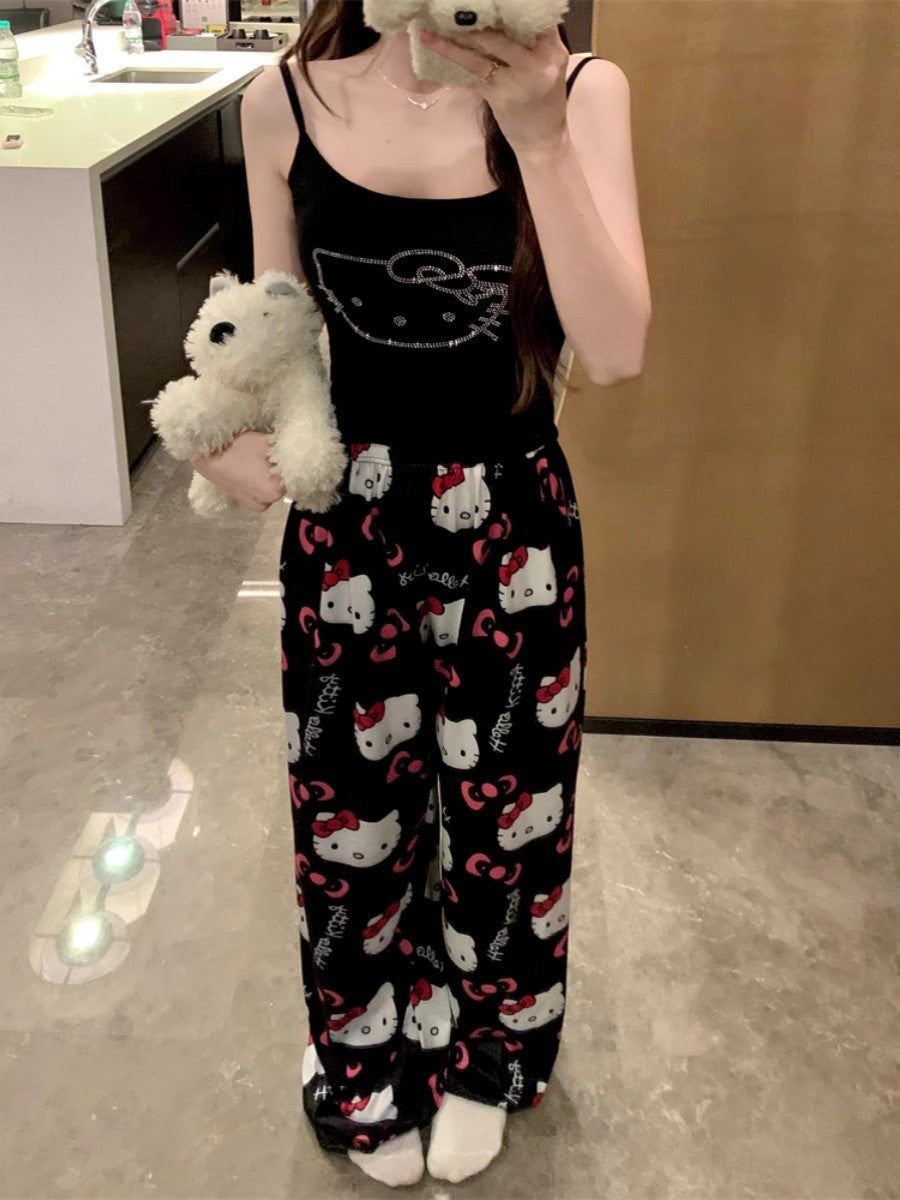 Modern Chic All-Season Sweet Feminine Summer 2 Pcs Women 's Sleeveless Sleep Set | Color: Style 2 | Image 1