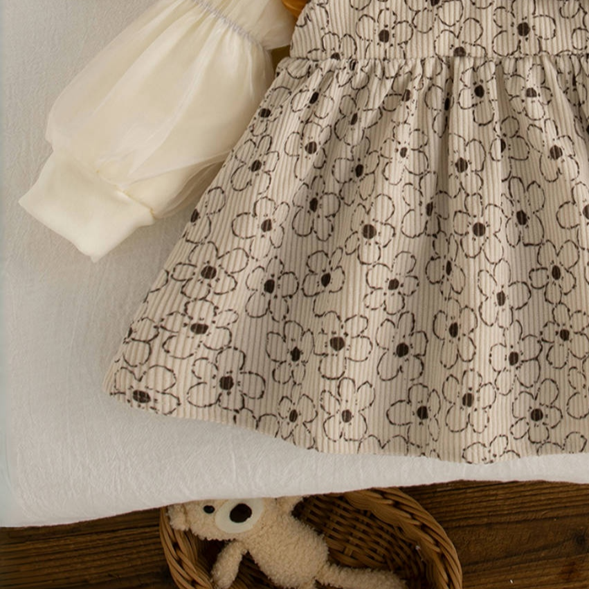 Sweet & Cute Autumn Baby Girls' Dress, Ages 3-24 Months | Color: Beige | Image 3