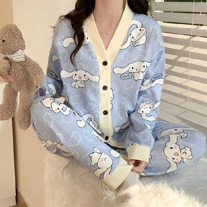 Sweet Feminine All-Season 2 Pcs Women 's Long Sleeve Sleep Set | Color: Style 4 | Image 1