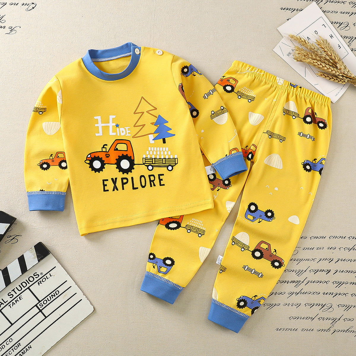 Minimalist Autumn 2-Piece Unisex Baby Pajama Set, Ages 6-24 Months | Color: Yellow | Image 1