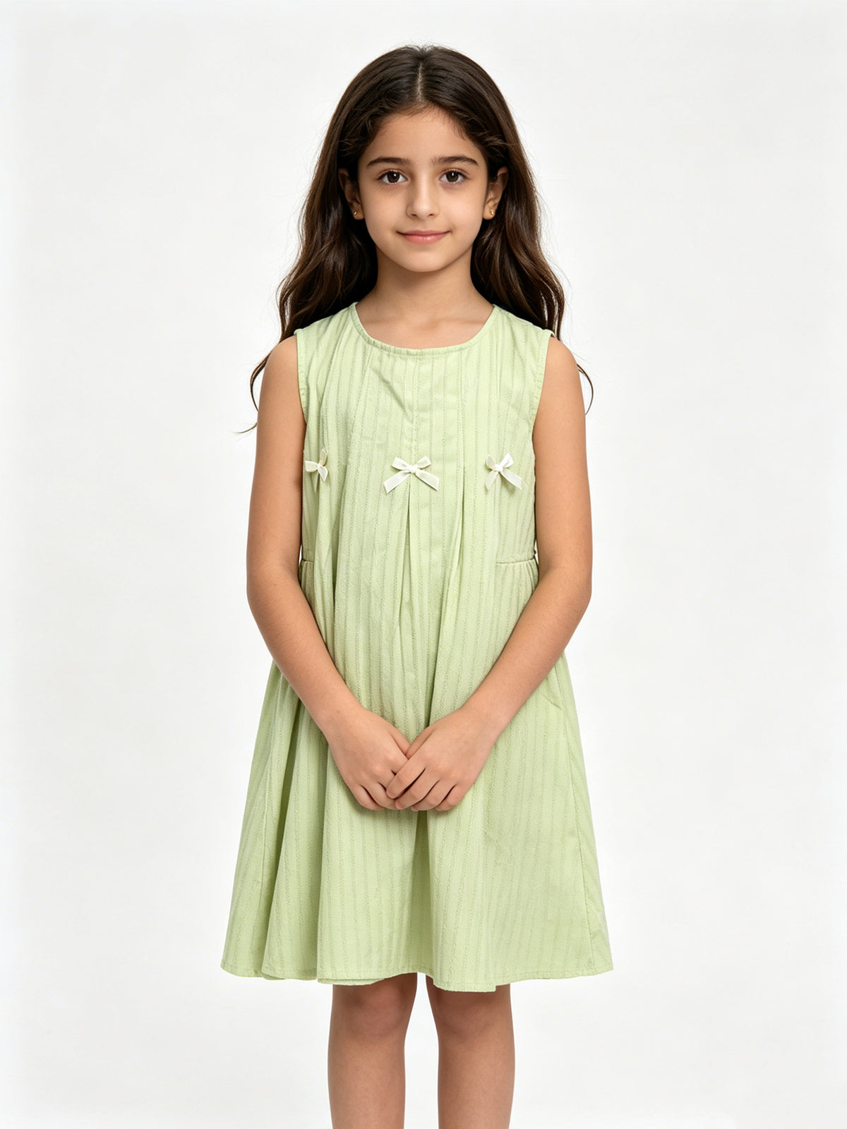 Sweet & Cute Summer Girls' A-Line Dress, Ages 3-7 | Color: Green | Image 2