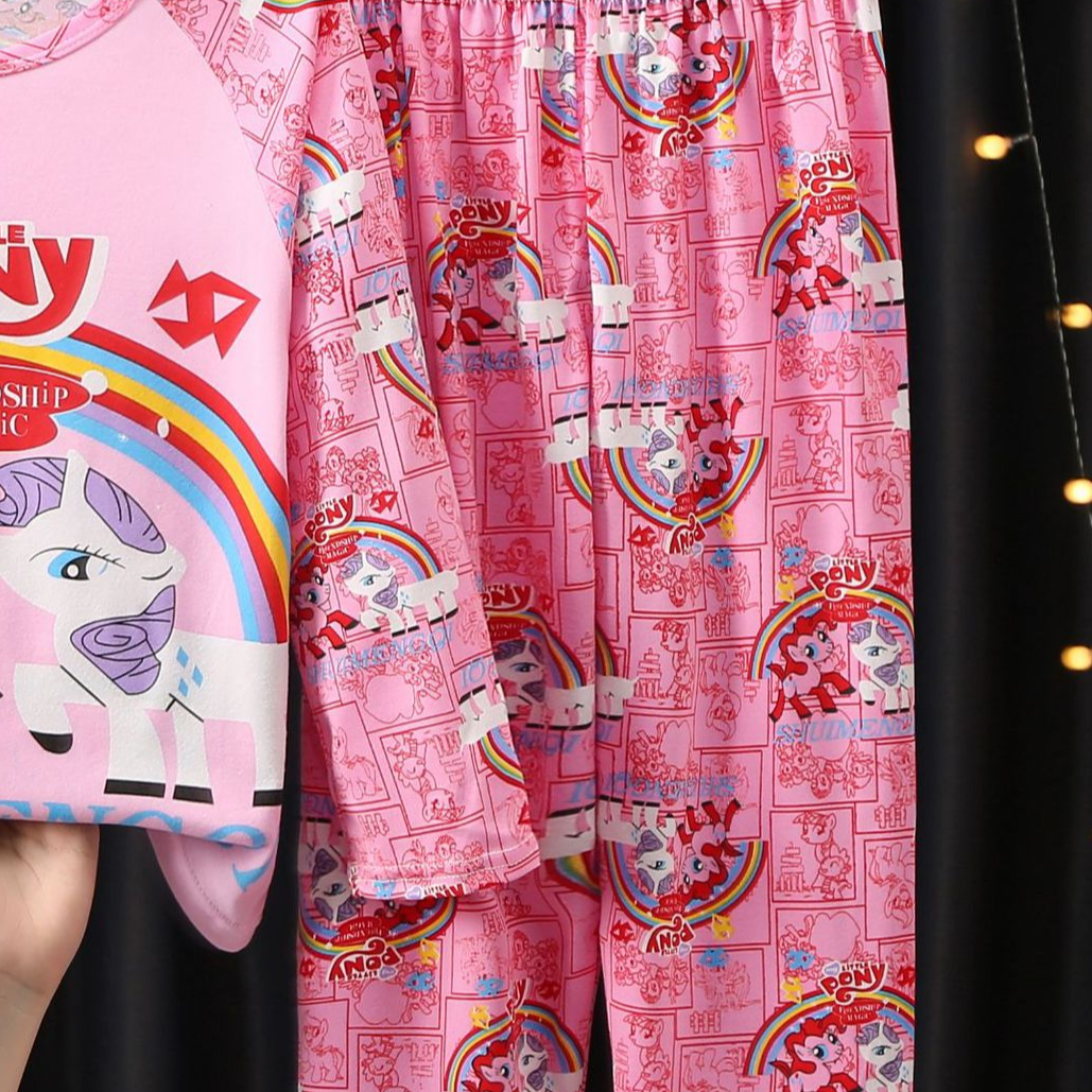 Modern Chic All-Season Minimalist Autumn 2-Piece Girls' Pajama Set, Ages 3-11 | Color: Pink | Image 2