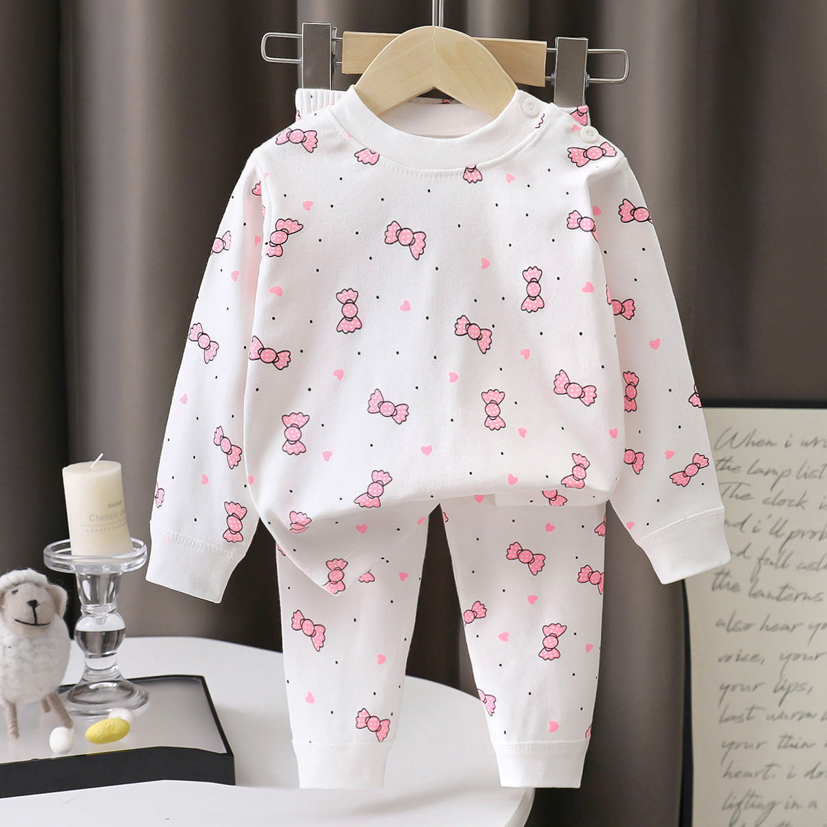 Sweet & Cute Spring 2-Piece Unisex Kids' Pajama Set, Ages 2-7 | Color: Style 1 | Image 3
