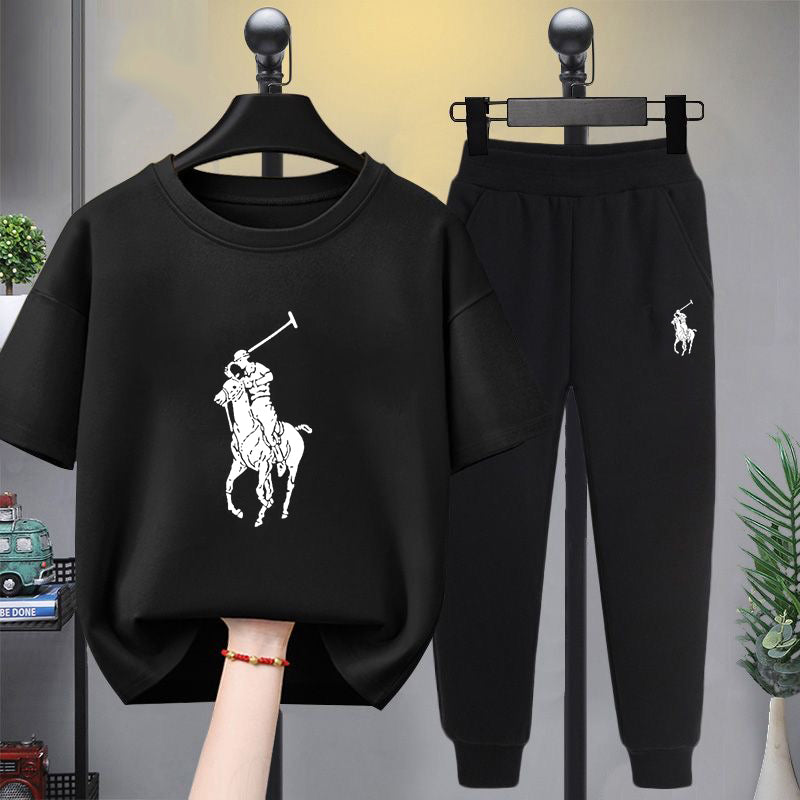 Modern Chic All-Season Minimalist Summer 2-Piece Boys' Pants Suit, Ages 3-14 | Color: Black | Image 1