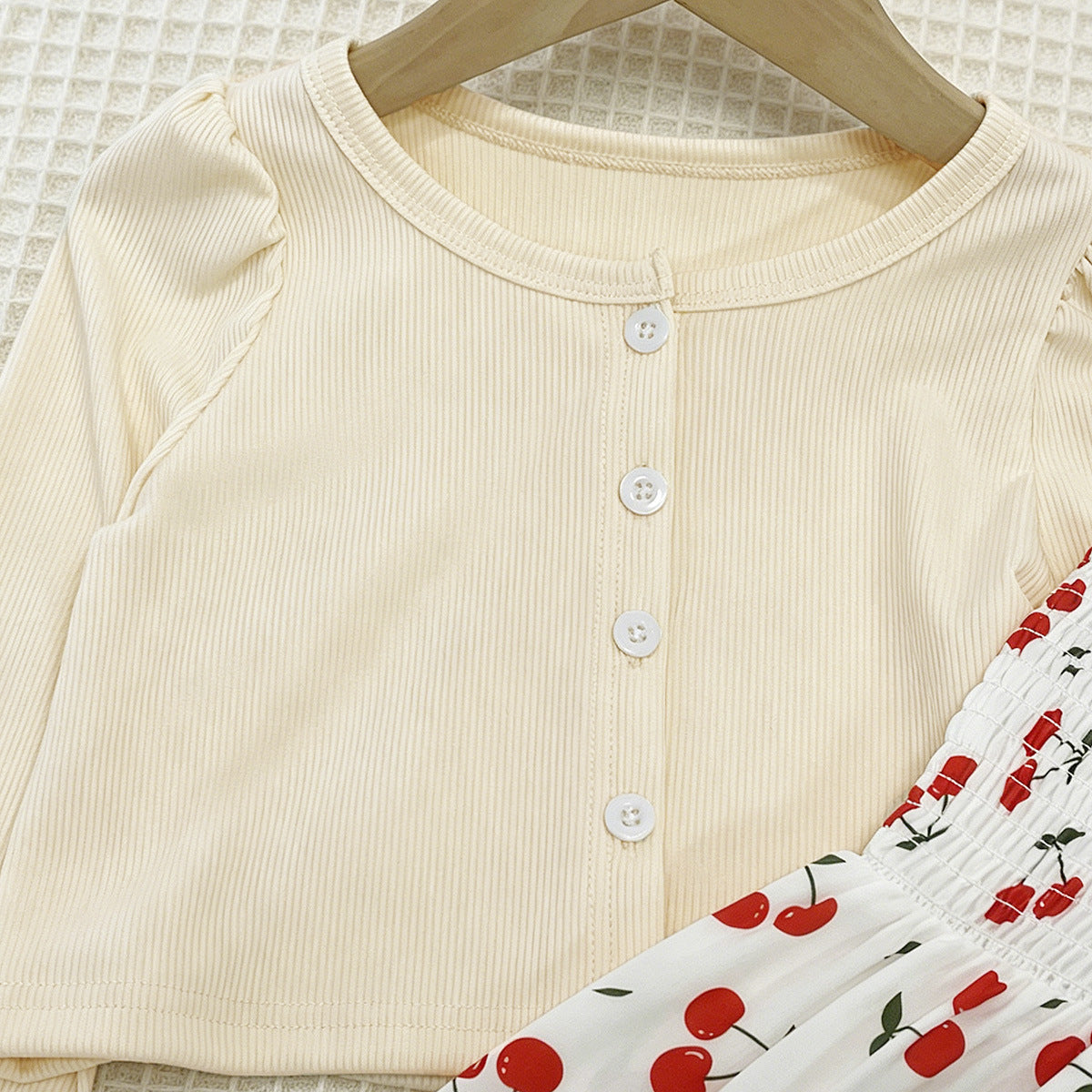 Sweet & Cute Autumn 2-Piece Girls' Dress Suit, Ages 2-11 | Color: Beige | Image 2