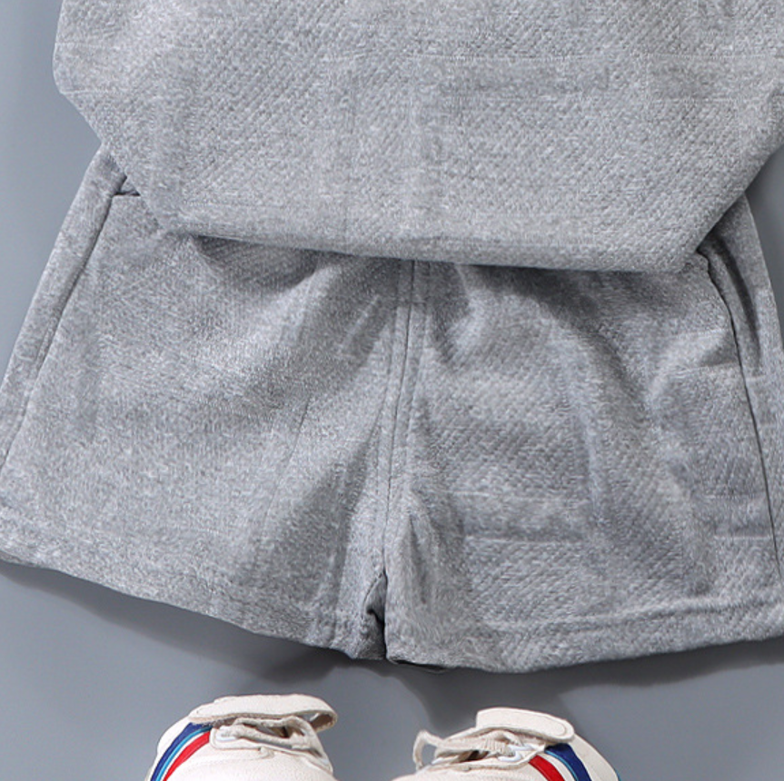 Modern Chic All-Season Minimalist Summer 2-Piece Unisex Baby Pants Suit, Ages 9-24 Months | Color: Grey | Image 3