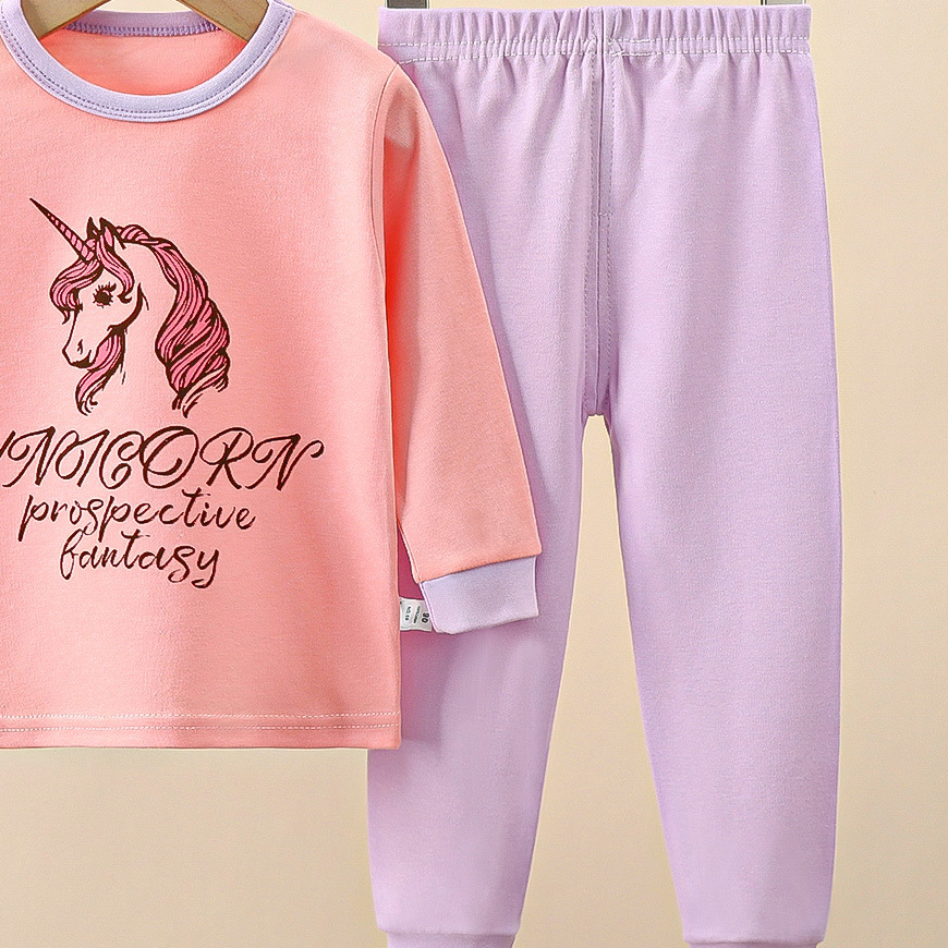 Minimalist Autumn 2-Piece Girls' Pajama Set, Ages 2-9 | Color: Style 1 | Image 2