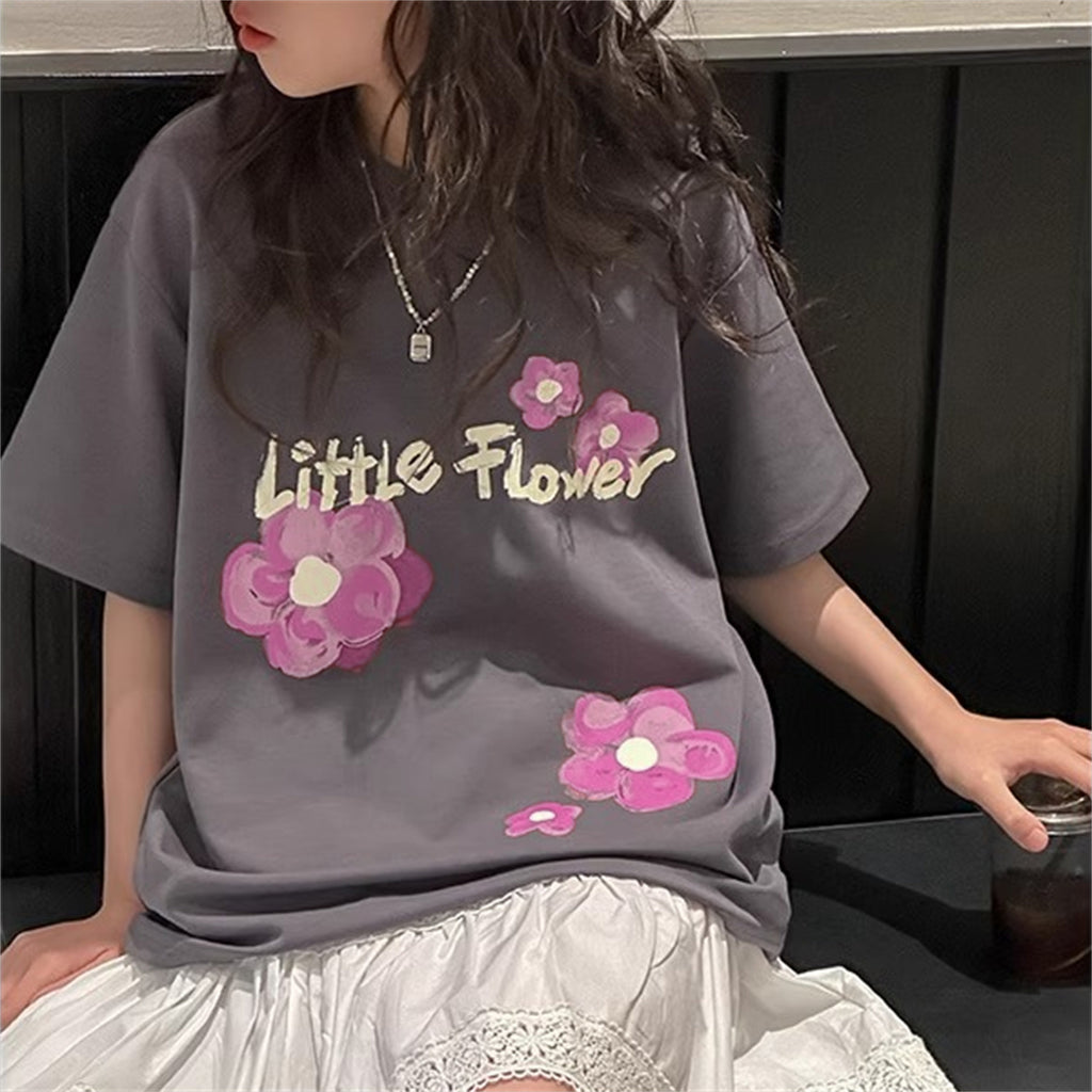 Casual Sporty Summer Girls' T-Shirt, Ages 2-14 | Color: Grey | Image 1