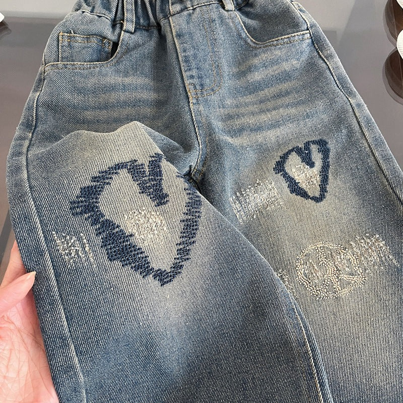 Modern Chic Trendy All-Season Girls' Loose Pants, Ages 2-9 | Color: Blue | Image 2