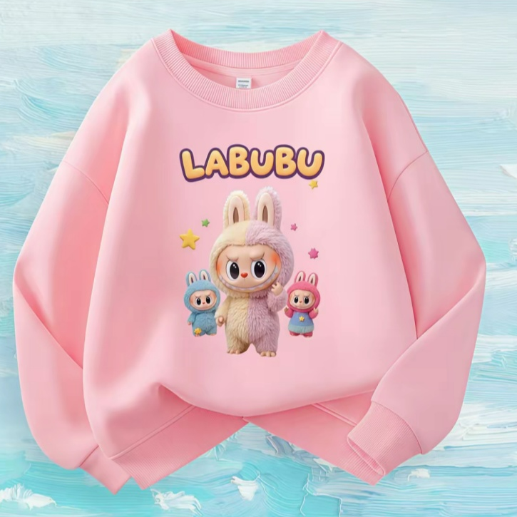 Modern Chic All-Season Minimalist Autumn Unisex Kids' Sweatshirt, Ages 2-14 | Color: Pink | Image 1